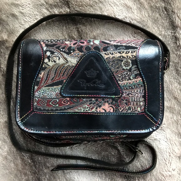 Pepe Alba Leather and Tapestry Crossbody Bag - Picture 1 of 7